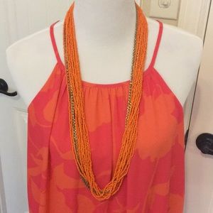 Orange and gold beaded necklace